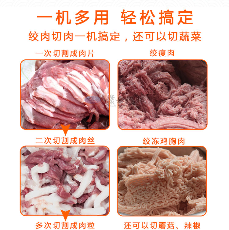 小型商用立式絞切機，豬肉店用絞切一體機切肉片肉絲(圖6)